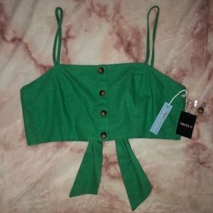OFFER 💰 NEW Green Forever 21 Woven Crop Top